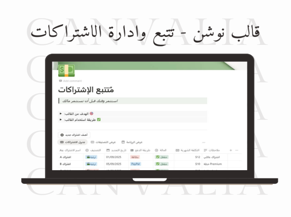 برامج سطح المكتب وتصاميم تتبع العادات وقوالب نوشن.